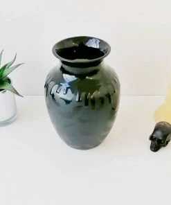 Weird & Wonderful Ceramics Matte Black Bat Curved Vase