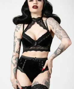 Killstar Mercy Lace Bra Black