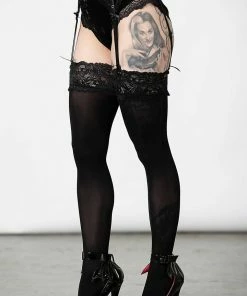 Killstar Mercy Lace Garter Belt Black