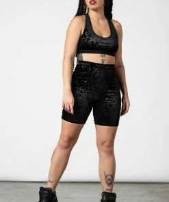 Killstar Misfortune Velvet Cycle Shorts Ladies