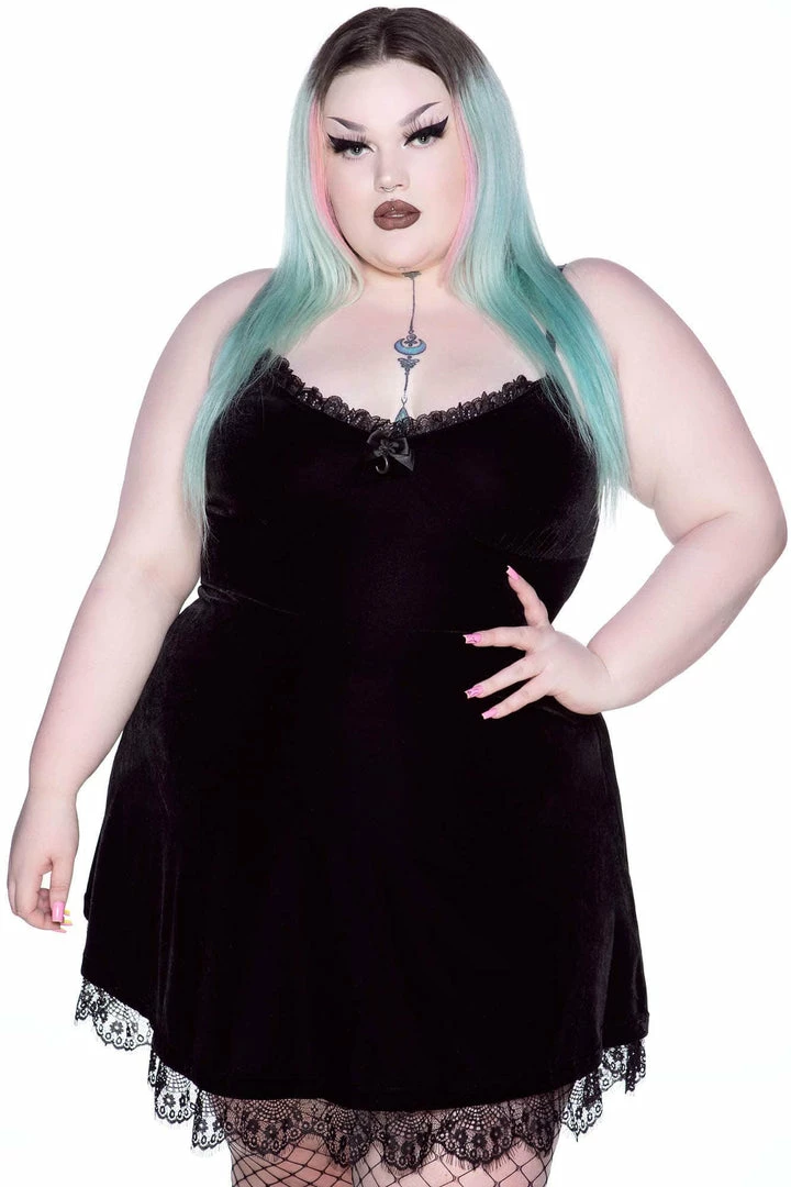 Killstar Moonstruck Velvet Skater Dress Black Ladies 3 Killstar Moonstruck Velvet Skater Dress Black Ladies