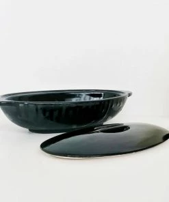 New Arrivals Weird & Wonderful Ceramics Matte Black Bat Oval Service Platter With Lid