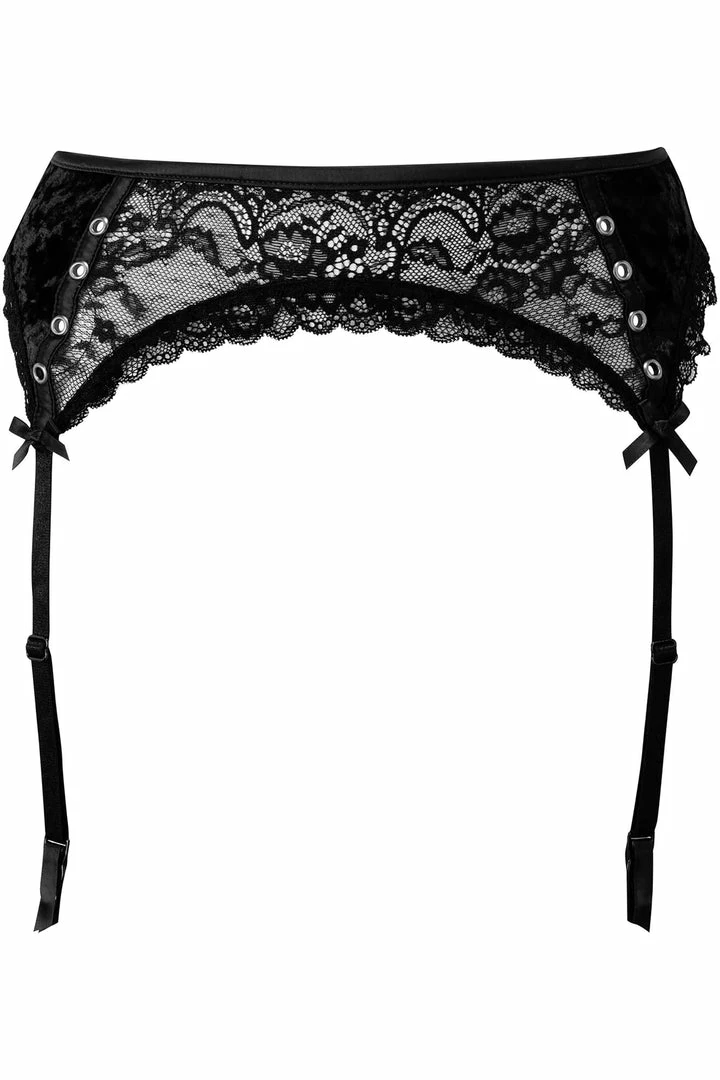 Killstar Mercy Lace Garter Belt Black 6 Killstar Mercy Lace Garter Belt Black