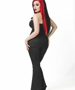 Ladies Necessary Evil Minerva Plunge Lace Up Halter Top