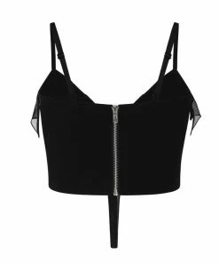 Necessary Evil Camazotz Crop Top With Mesh Bat Wing Effect Front Ladies