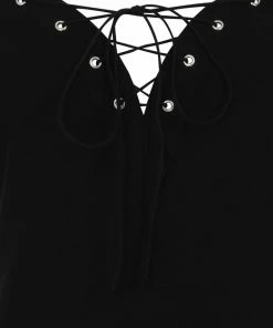 Ladies Necessary Evil Minerva Plunge Lace Up Halter Top