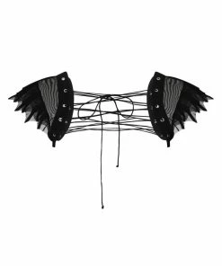 Ladies Necessary Evil Camazotz Bat Wing Effect Lace Up Bolero Top