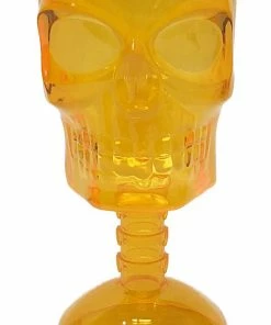 Homeware Gothic Gifts Orange Skull Wine Glass