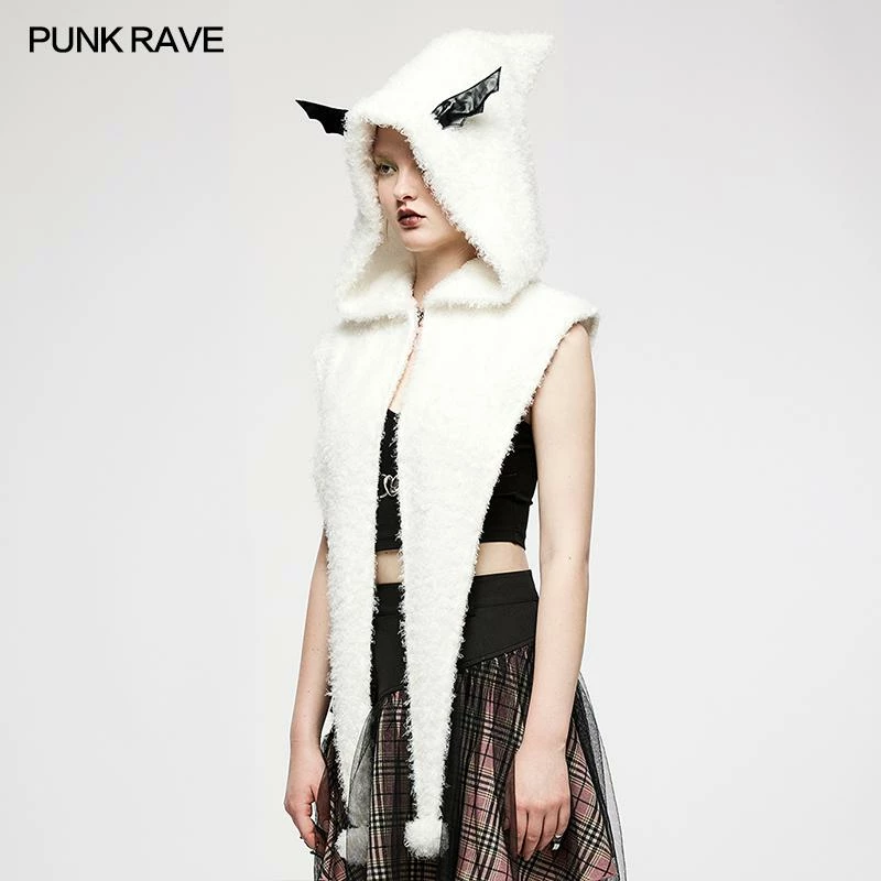 Punk Rave Batty Hooded Capelet - White 6 Punk Rave Batty Hooded Capelet - White