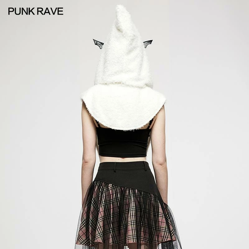 Punk Rave Batty Hooded Capelet - White 7 Punk Rave Batty Hooded Capelet - White