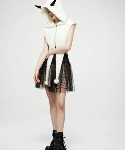 Punk Rave Batty Hooded Capelet - White 28 Punk Rave Batty Hooded Capelet - White