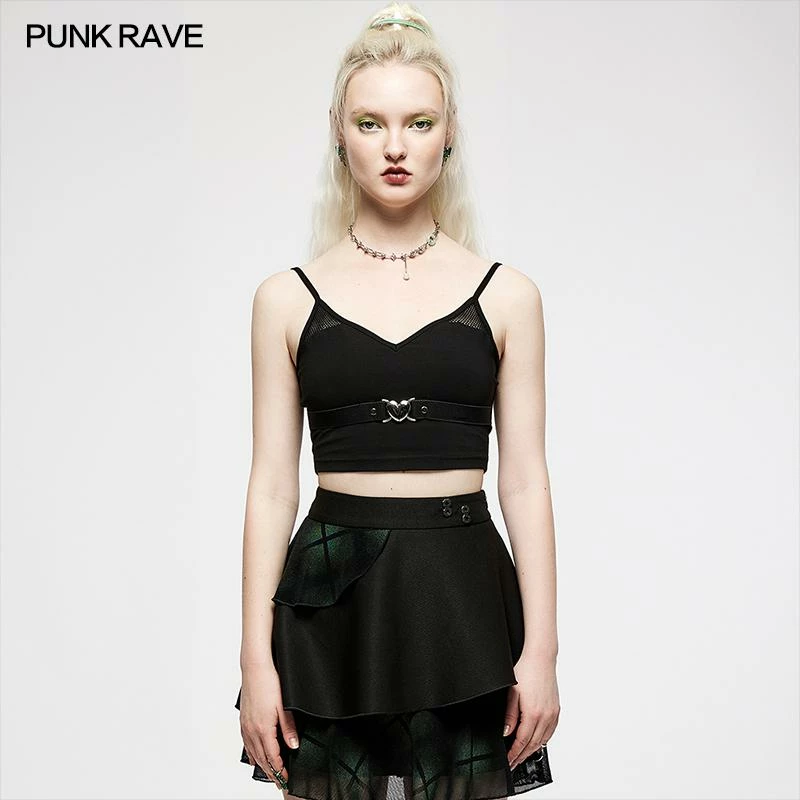 Punk Rave Beating Heart Crop Top - Black Ladies 7 Punk Rave Beating Heart Crop Top - Black Ladies