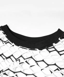 Ladies Punk Rave Diamond Mesh Longline Tee