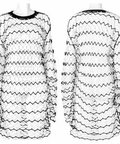 Ladies Punk Rave Diamond Mesh Longline Tee