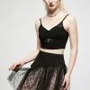 Ladies Punk Rave Gianna Mesh Overlay Skirt - Black & Pink