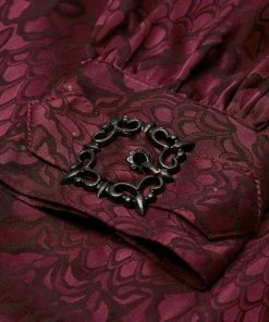 Punk Rave Kane Satin Jacquard Shirt - Red Ladies