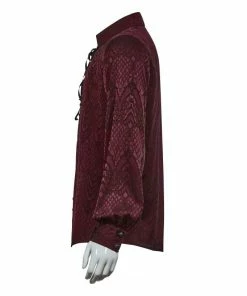 Punk Rave Kane Satin Jacquard Shirt - Red Ladies