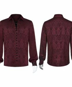 Punk Rave Kane Satin Jacquard Shirt - Red Ladies