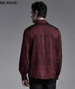 Punk Rave Kane Satin Jacquard Shirt - Red Ladies