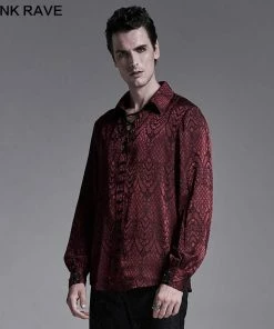 Punk Rave Kane Satin Jacquard Shirt - Red Ladies