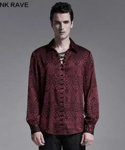 Punk Rave Kane Satin Jacquard Shirt - Red Ladies