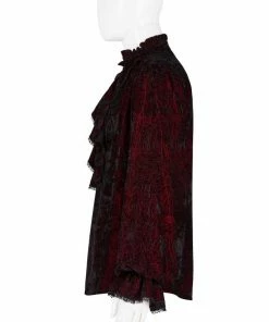 Punk Rave Mens Crushed Velvet Top - Red