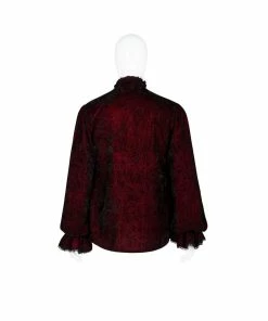 Punk Rave Mens Crushed Velvet Top - Red