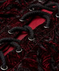 Punk Rave Mens Crushed Velvet Top - Red