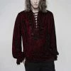 Punk Rave Mens Crushed Velvet Top - Red