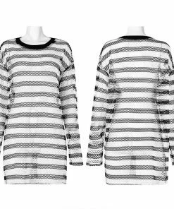 Punk Rave Stripe Mesh Longline Tee Ladies