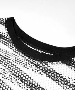 Punk Rave Stripe Mesh Longline Tee Ladies
