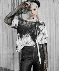 Ladies Punk Rave Sydney Tie-Dye Top - White