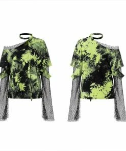 Punk Rave Sydney Tie-Dye Top - Green Ladies