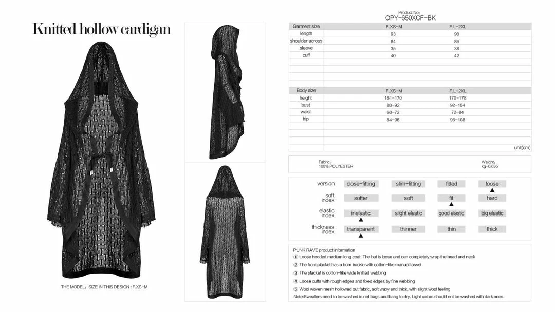 Ladies Punk Rave Zeria Hooded Cardigan 10 Ladies Punk Rave Zeria Hooded Cardigan