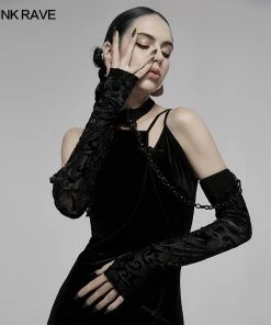 Accessories Punk Rave Noche Sleeves With Choker - Velvet Flocked