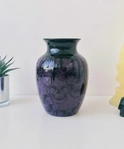 Weird & Wonderful Ceramics Purple Skull Curved Vase
