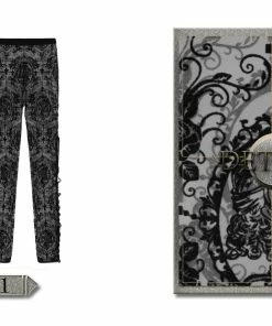 Devil Fashion Black On Black Velvet Embossed Baroque Leggings 18 Devil Fashion Black On Black Velvet Embossed Baroque Leggings
