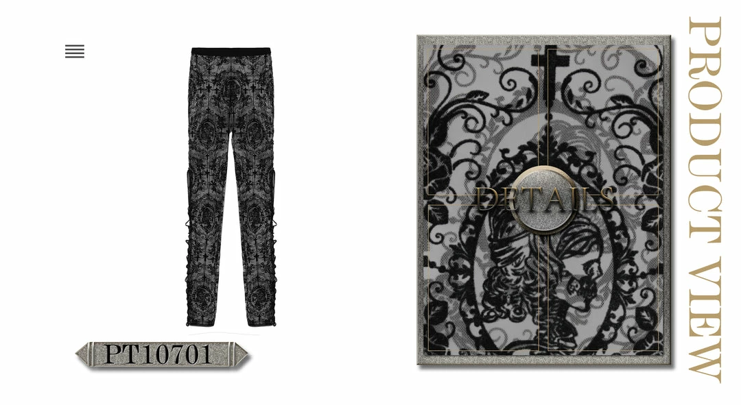 Devil Fashion Black On Black Velvet Embossed Baroque Leggings 10 Devil Fashion Black On Black Velvet Embossed Baroque Leggings