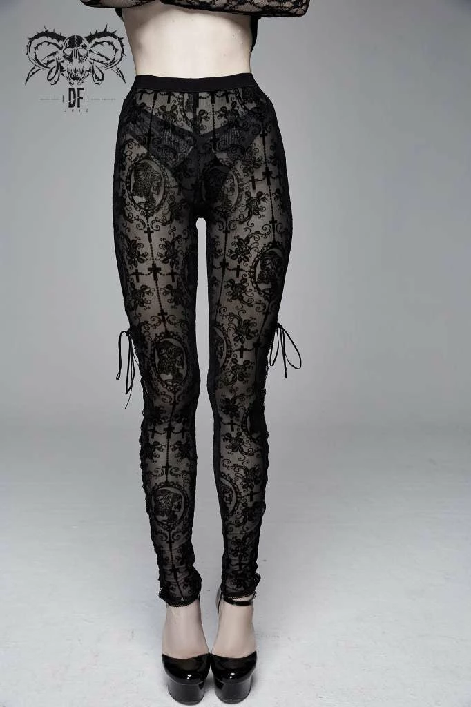 Devil Fashion Black On Black Velvet Embossed Baroque Leggings 3 Devil Fashion Black On Black Velvet Embossed Baroque Leggings