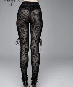 Devil Fashion Black On Black Velvet Embossed Baroque Leggings 13 Devil Fashion Black On Black Velvet Embossed Baroque Leggings