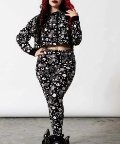 Killstar Purr Off Cropped Hoodie - Black