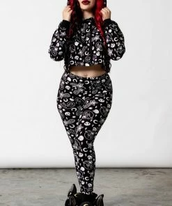 Killstar Purr Off Cropped Hoodie - Black