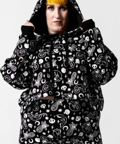 Killstar Purr Off Cropped Hoodie - Black