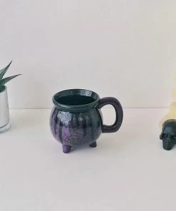 Weird & Wonderful Ceramics Purple Web Cauldron Mug New Arrivals