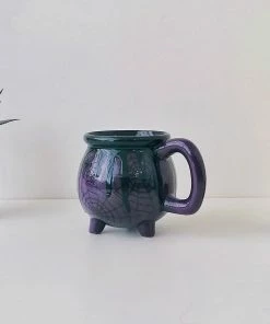 Weird & Wonderful Ceramics Purple Web Cauldron Mug New Arrivals