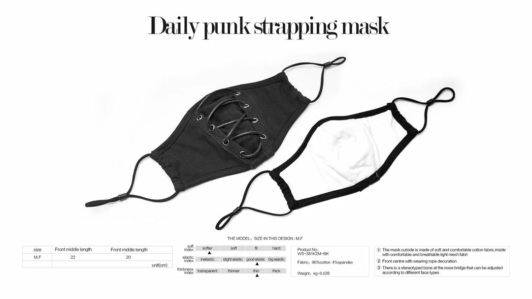 Accessories Punk Rave Lace Up Goth Face Covering 6 Accessories Punk Rave Lace Up Goth Face Covering
