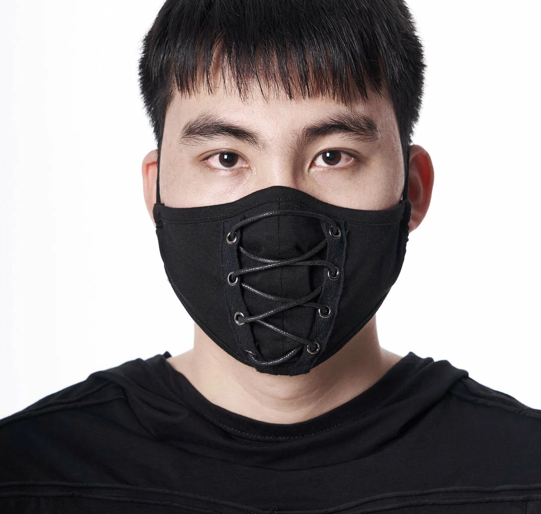 Accessories Punk Rave Lace Up Goth Face Covering 3 Accessories Punk Rave Lace Up Goth Face Covering