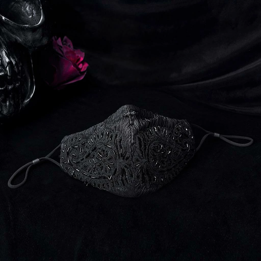 Punk Rave Myra Filigree Pattern Beaded Face Covering Accessories 7 Punk Rave Myra Filigree Pattern Beaded Face Covering Accessories