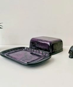 Weird & Wonderful Ceramics Purple Skull Butter Dish