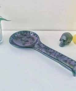 Weird & Wonderful Ceramics Purple Skull Large Spoon Rest